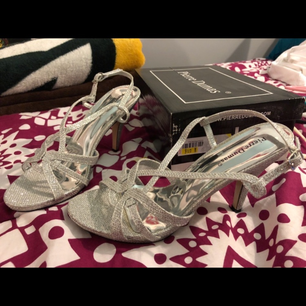 Sparkly silver heels